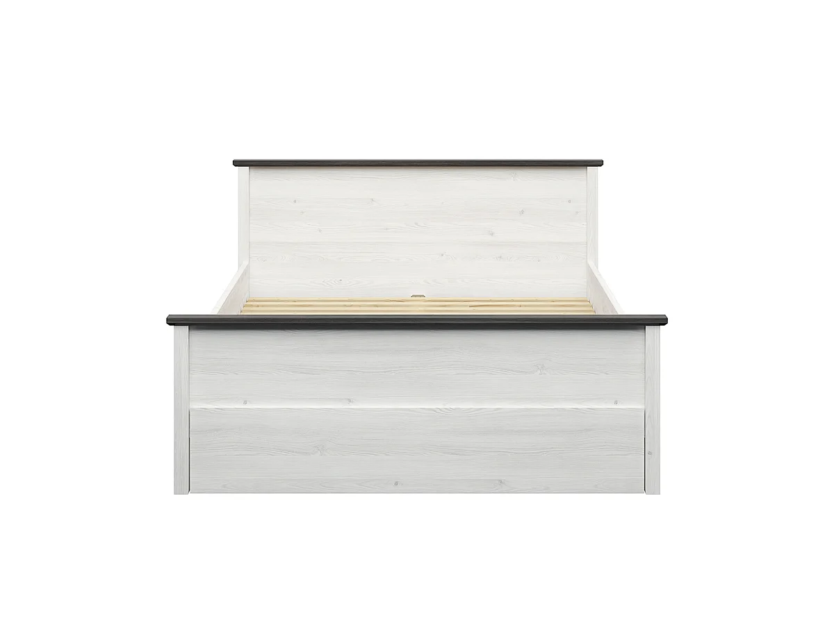 Eend 160x200 bed in wit en donker hout