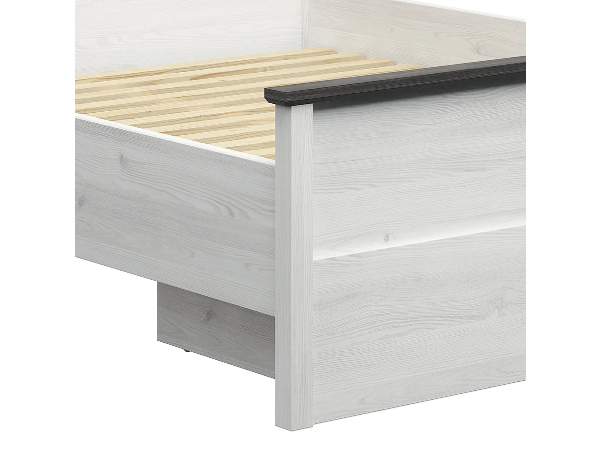 Eend 160x200 bed in wit en donker hout