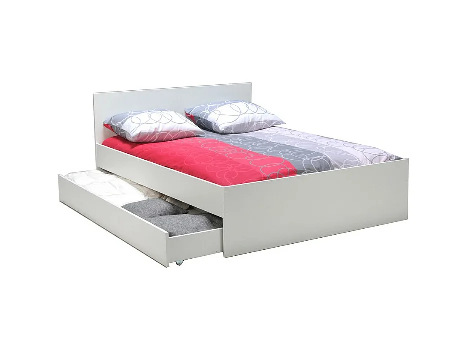 Lit OSLO 160x200 + 2 tiroirs / Blanc