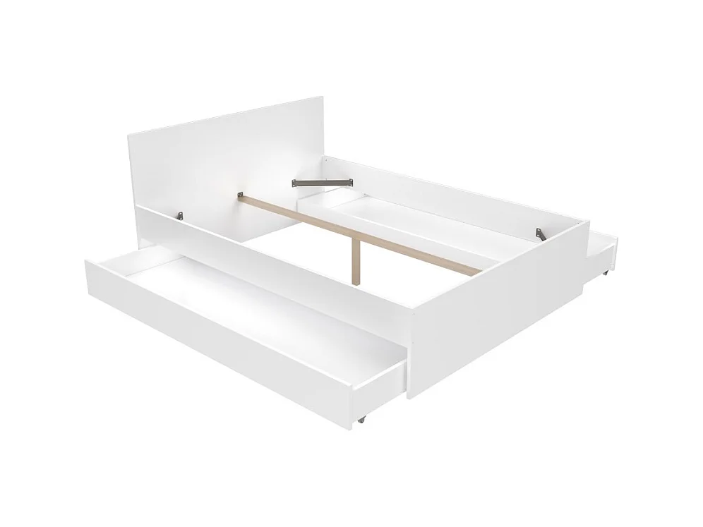 Lit OSLO 160x200 + 2 tiroirs / Blanc