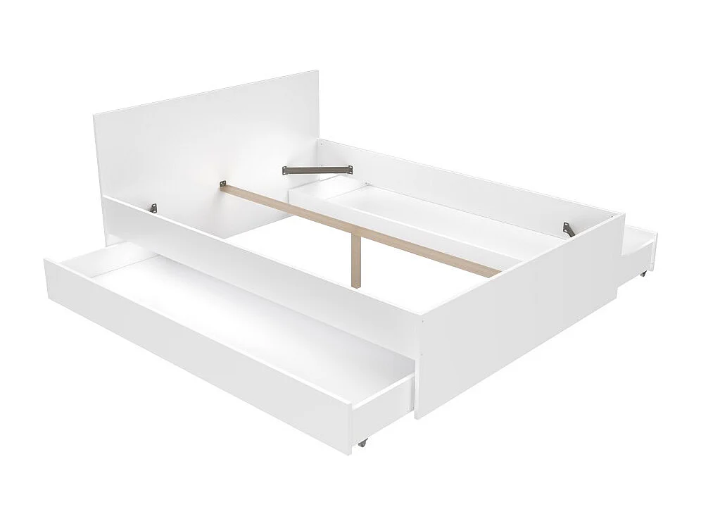 Lit OSLO 160x200 + 2 tiroirs / Blanc