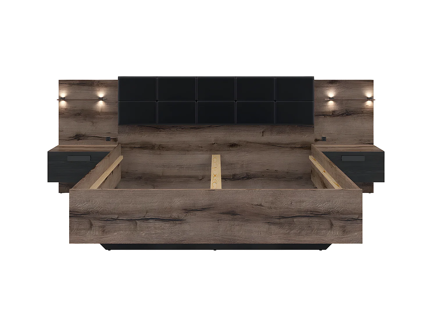 Romane Bois 160x200 LED nachtkastje en USB-aansluiting inbegrepen