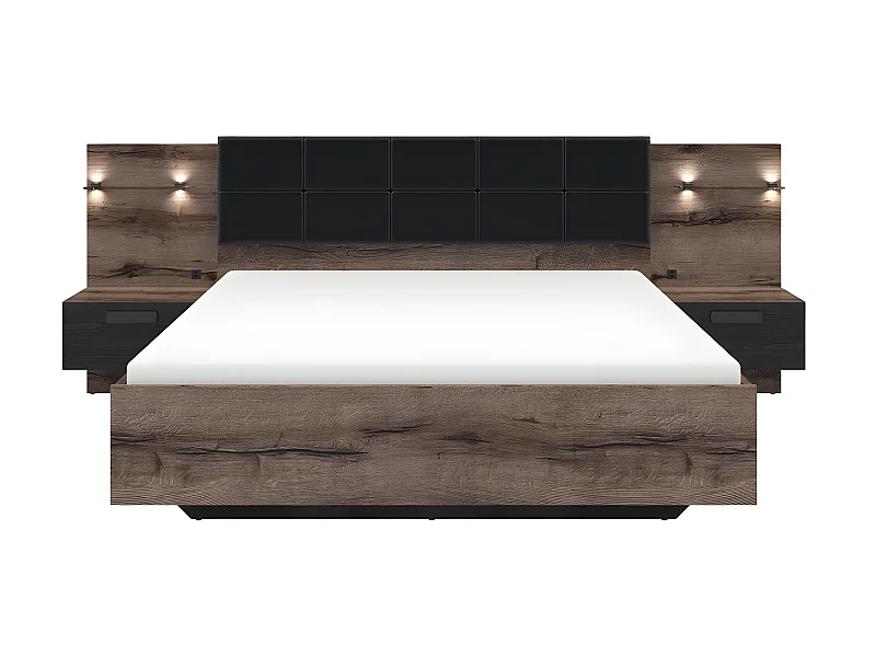 Letto matrimoniale Romane marrone e nero 160x200cm