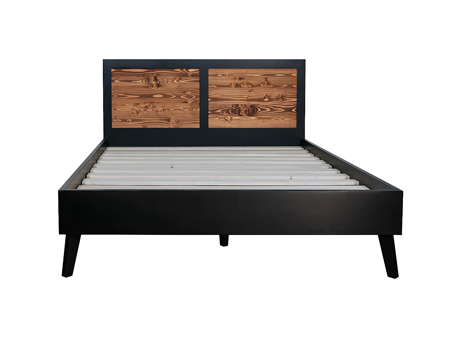 Lit 160x200 sans sommier Nostalgie - Noir et bois