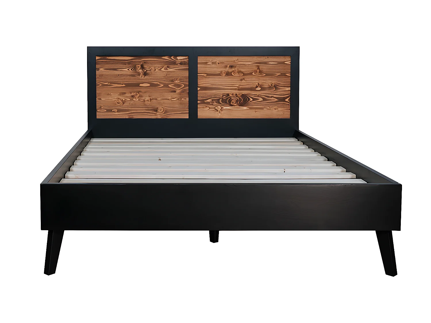 Lit 160x200 sans sommier Nostalgie - Noir et bois
