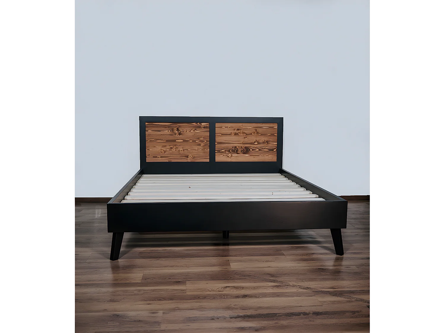 Lit 160x200 sans sommier Nostalgie - Noir et bois