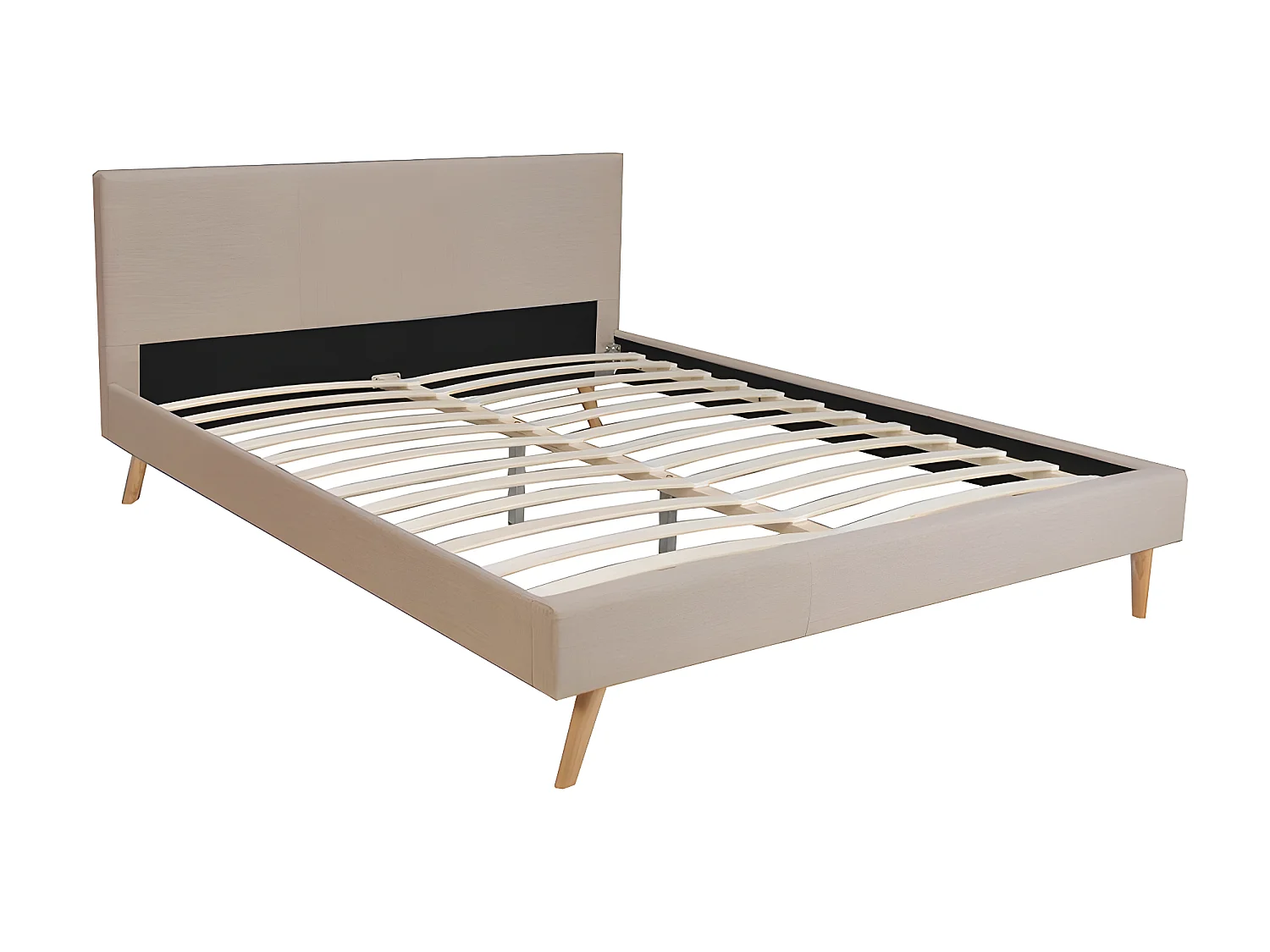 Lit FJORD 160x200 + 1 sommier / tissu Beige
