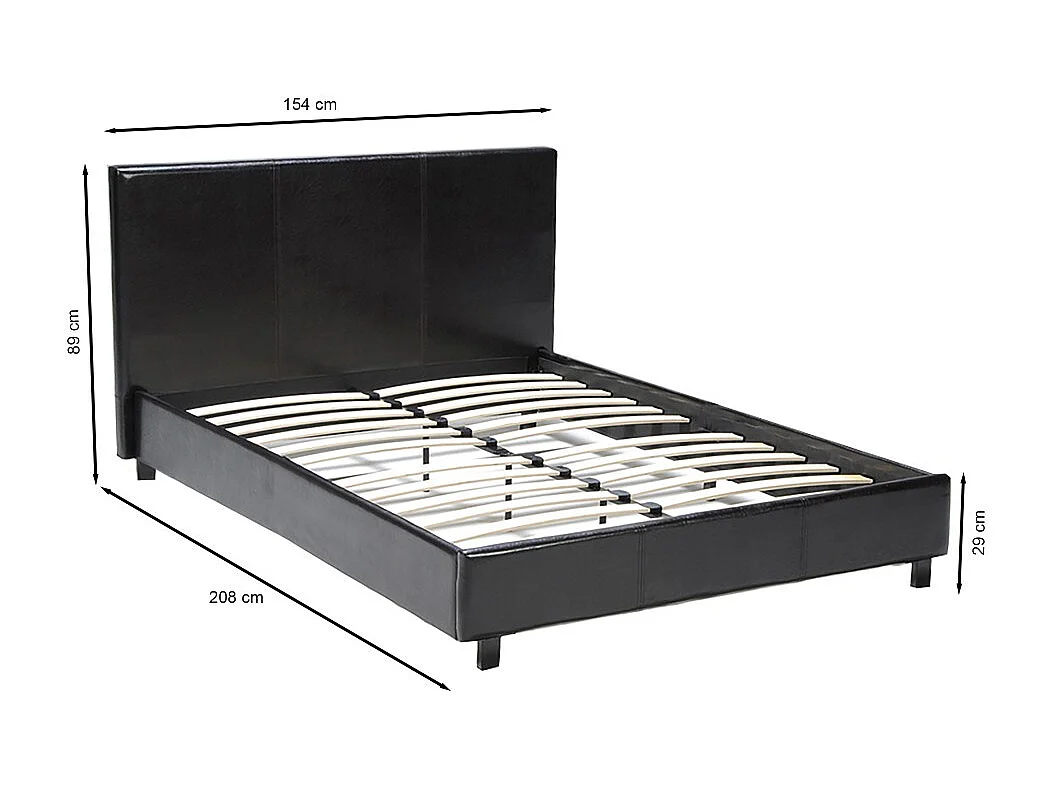 Lit ATLANTA 140x190 + 1 sommier / Noir