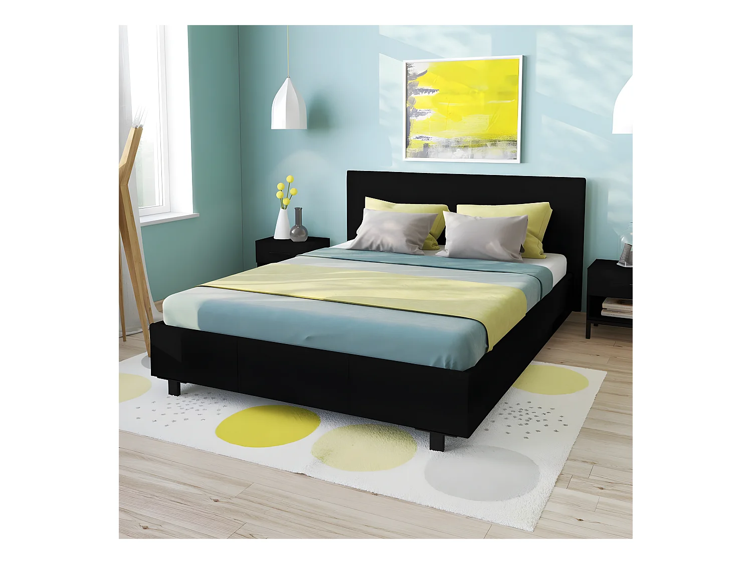 Lit ATLANTA 140x190 + 1 sommier / Noir