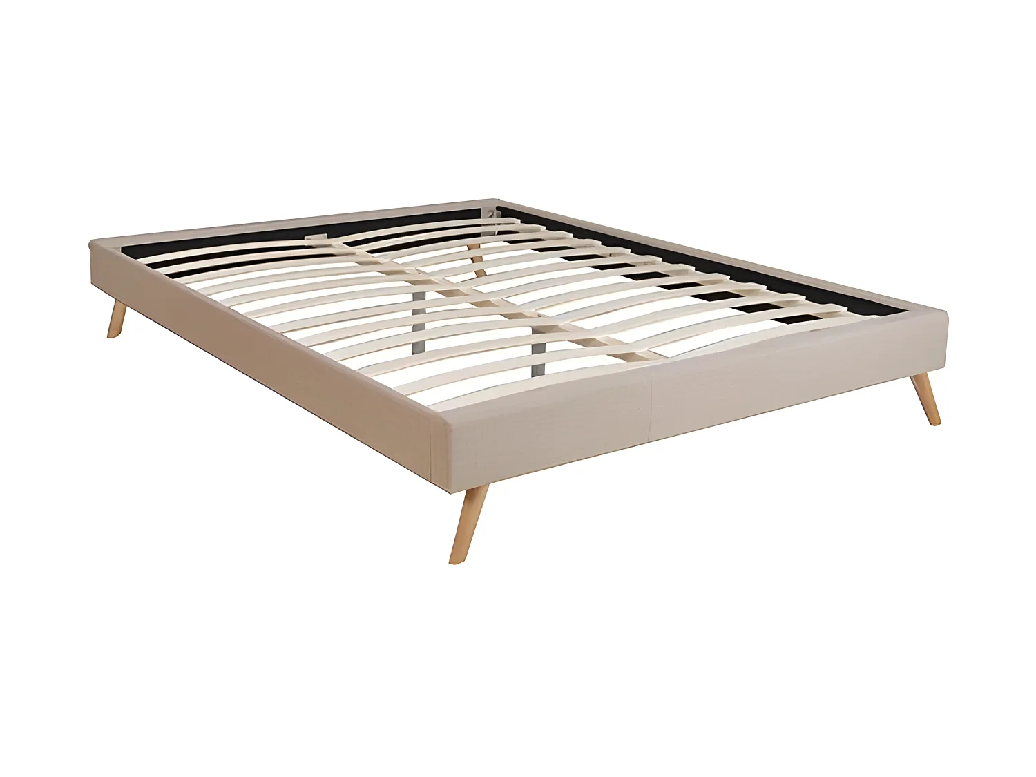 Lit BOREA 140x190 tissu + 1 sommier / Beige