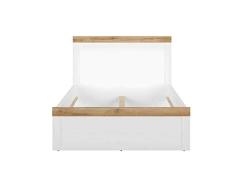 Cama solteiro Hella branco e madeira 120x200