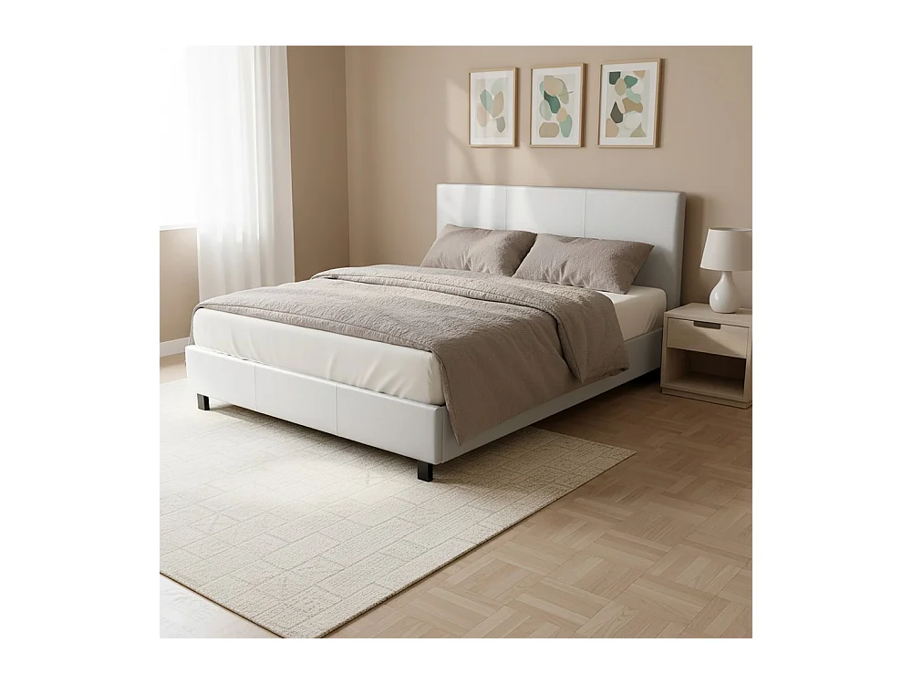 Lit ATLANTA 160x200 + 1 sommier / Blanc