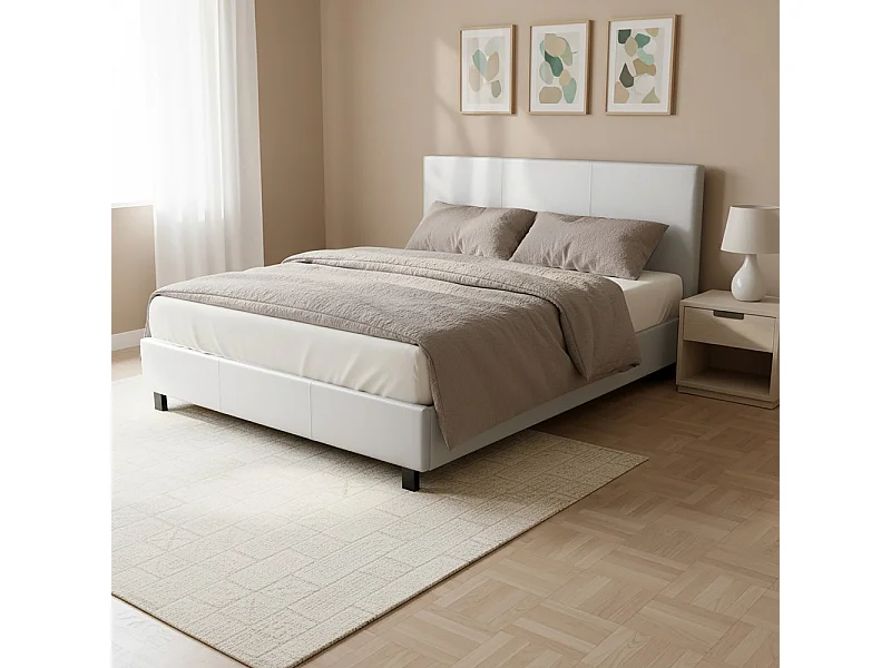 Lit ATLANTA 160x200 + 1 sommier / Blanc