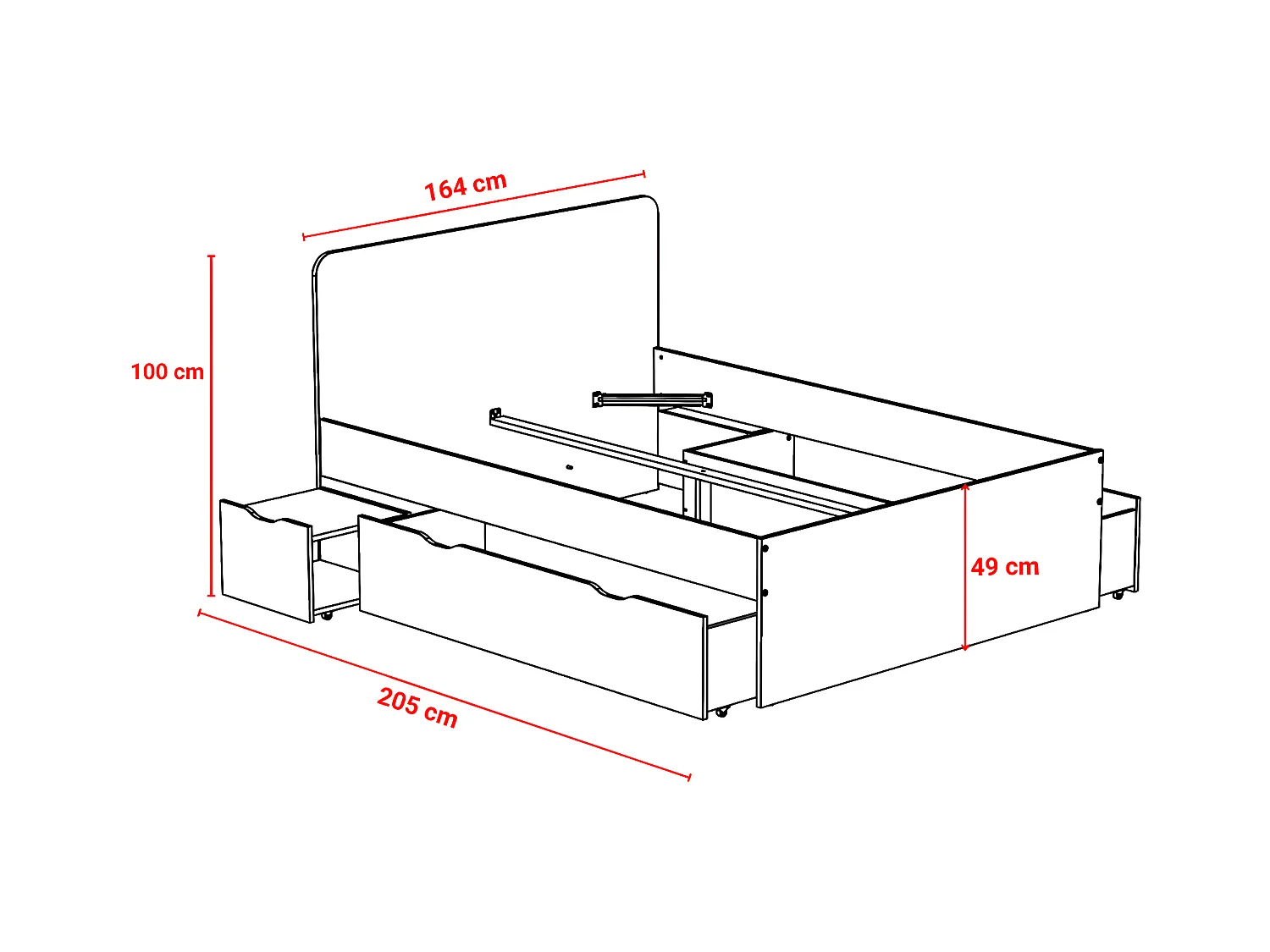 Lit double ZENIA 160x200 + 2 chevets + 2 tiroirs / Blanc