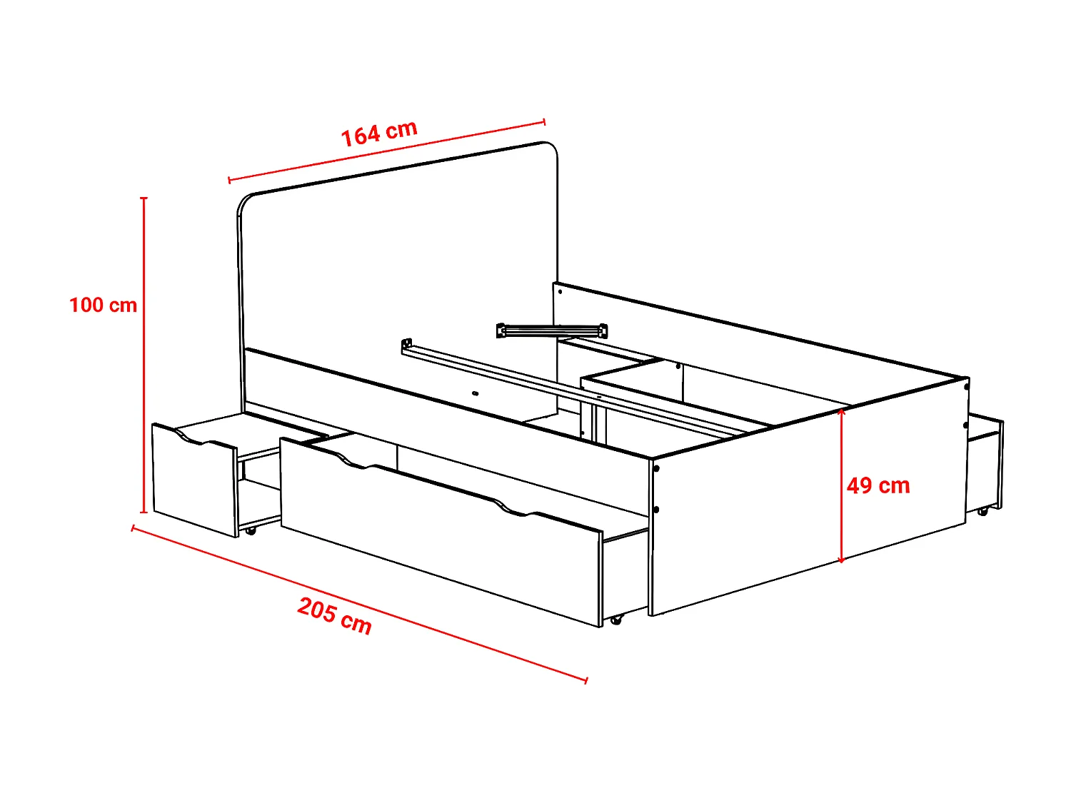 Lit double ZENIA 160x200 + 2 chevets + 2 tiroirs / Blanc