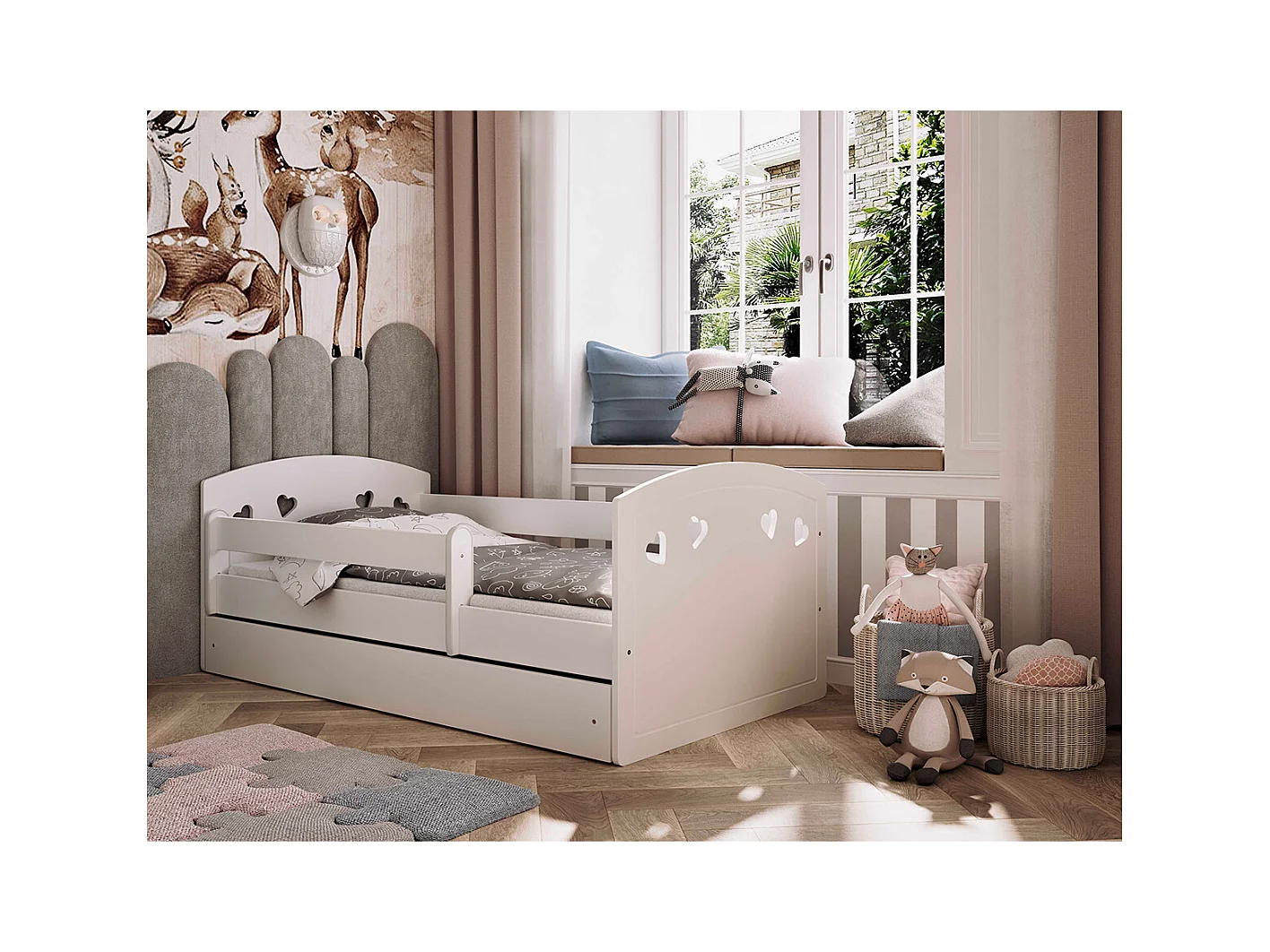 Lit 80x160 sommier et tiroir inclus Julia - Blanc