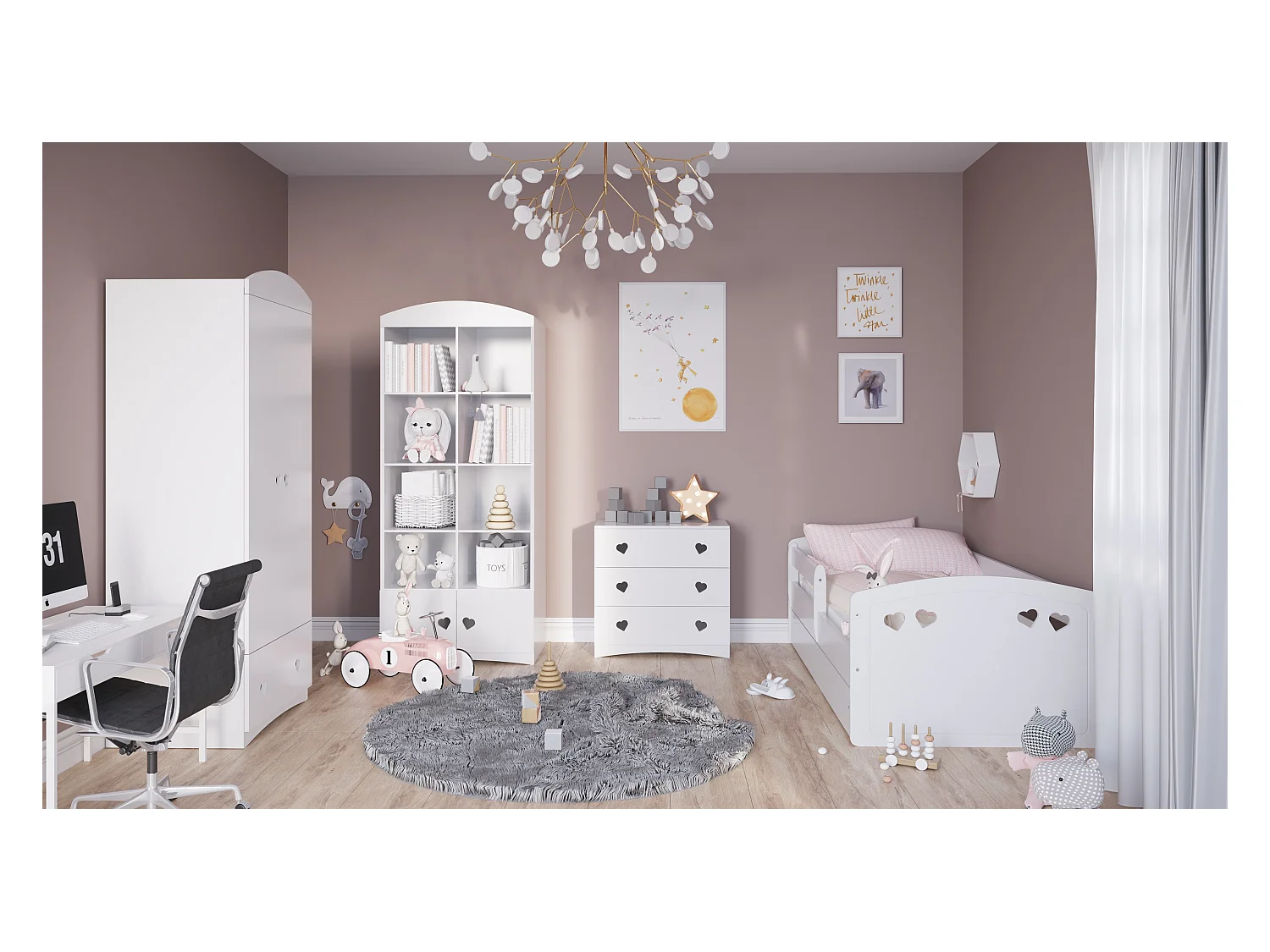 Lit 80x160 sommier et tiroir inclus Julia - Blanc