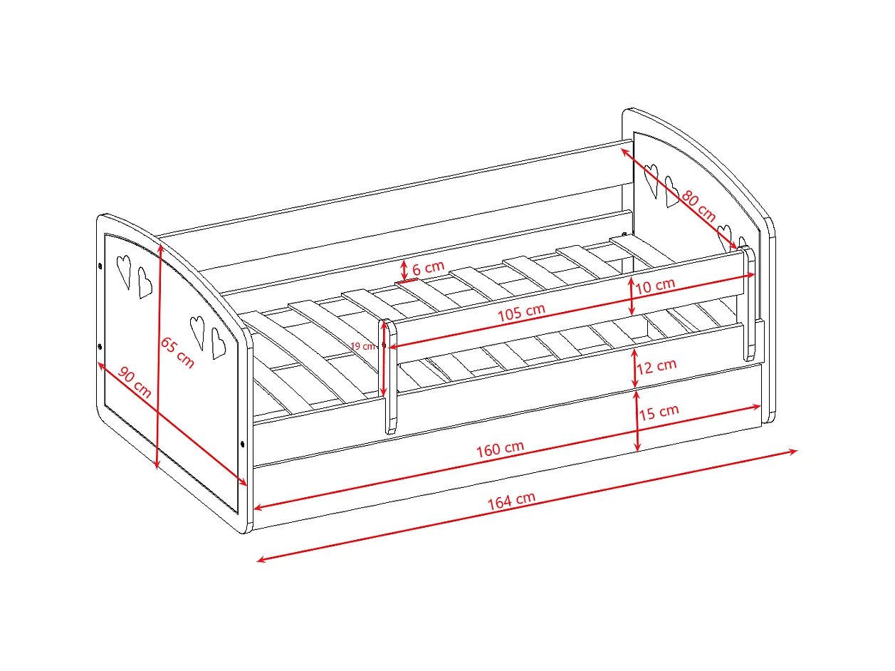 Lit 80x160 sommier et tiroir inclus Julia - Blanc