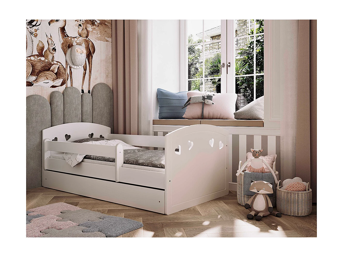 Lit 80x160 sommier et tiroir inclus Julia - Blanc