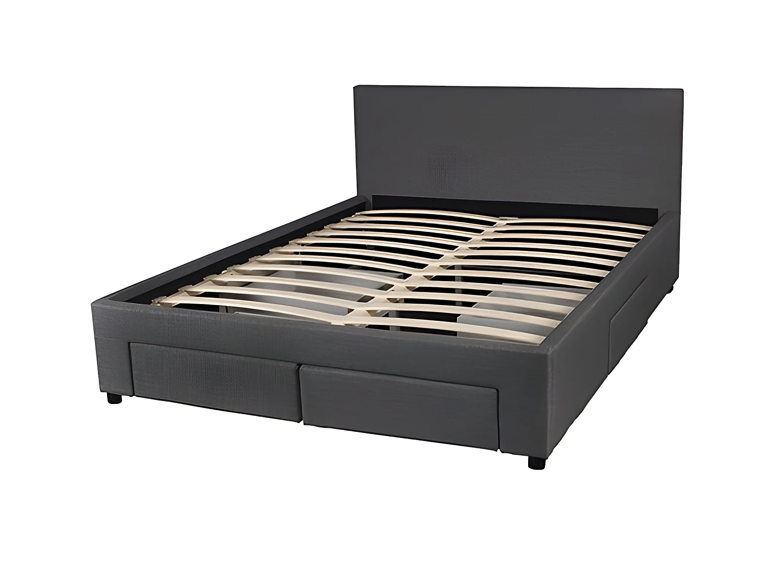 Lit LUGANO 160x200 + 1 sommier + 4 tiroirs / Gris foncé