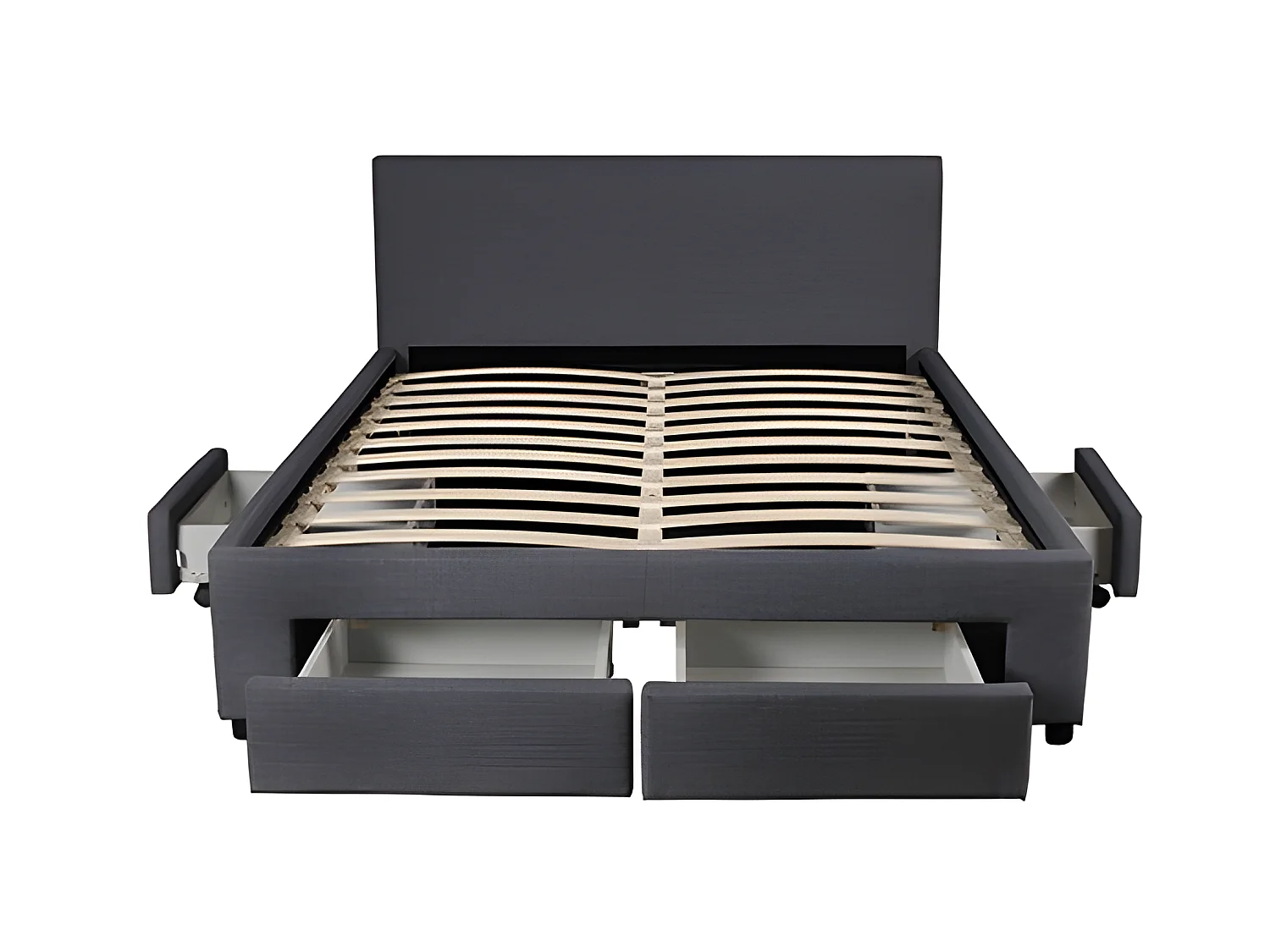 Lit LUGANO 160x200 + 1 sommier + 4 tiroirs / Gris foncé