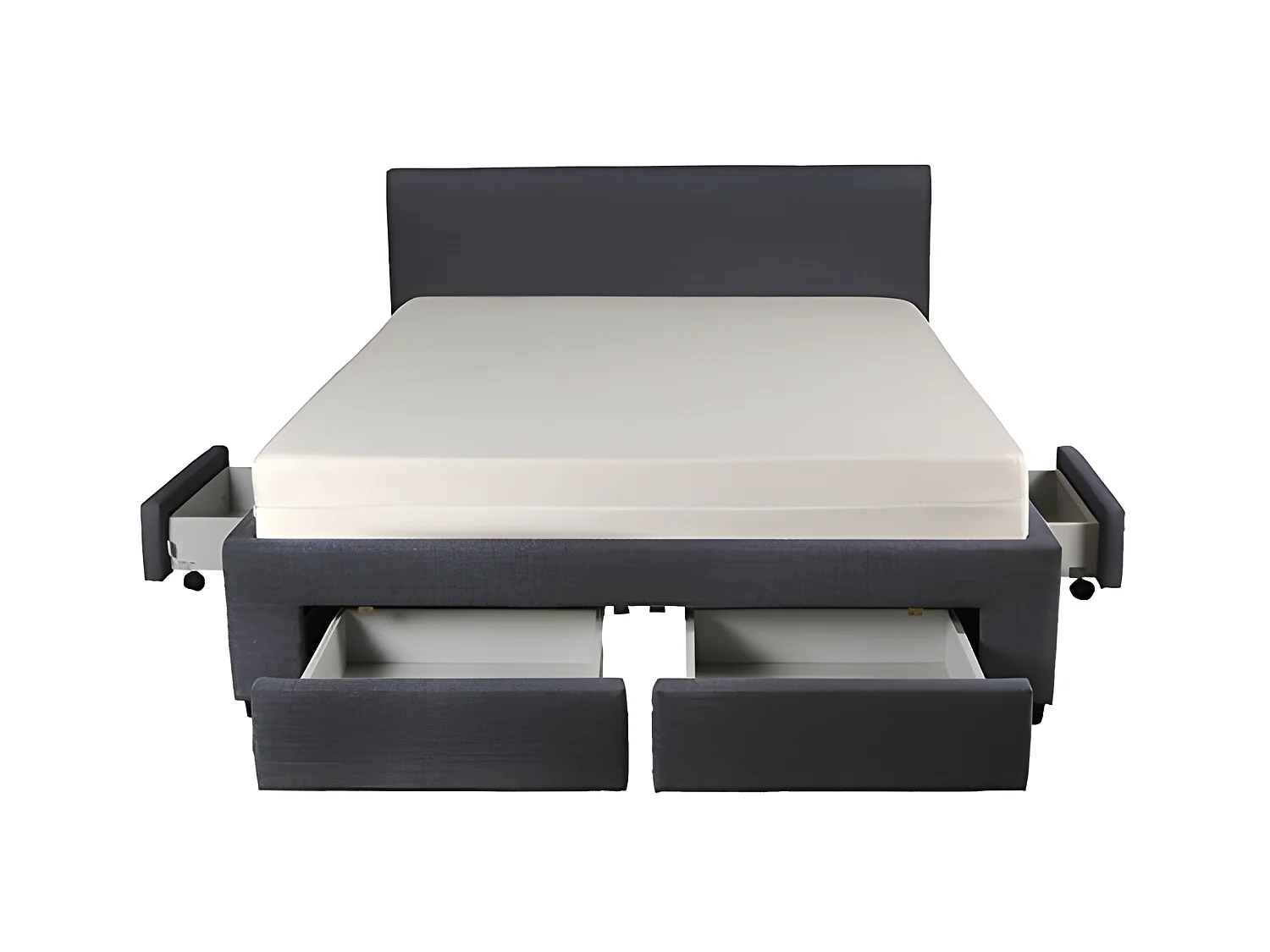 Lit LUGANO 160x200 + 1 sommier + 4 tiroirs / Gris foncé