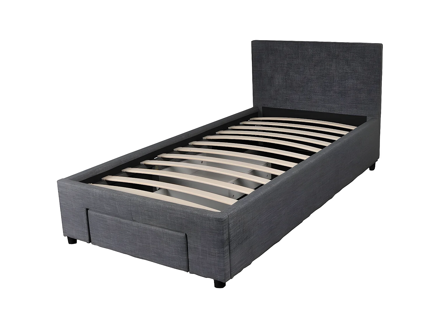 Lit LUGANO 90x190 + 1 sommier + 2 tiroirs / Gris foncé