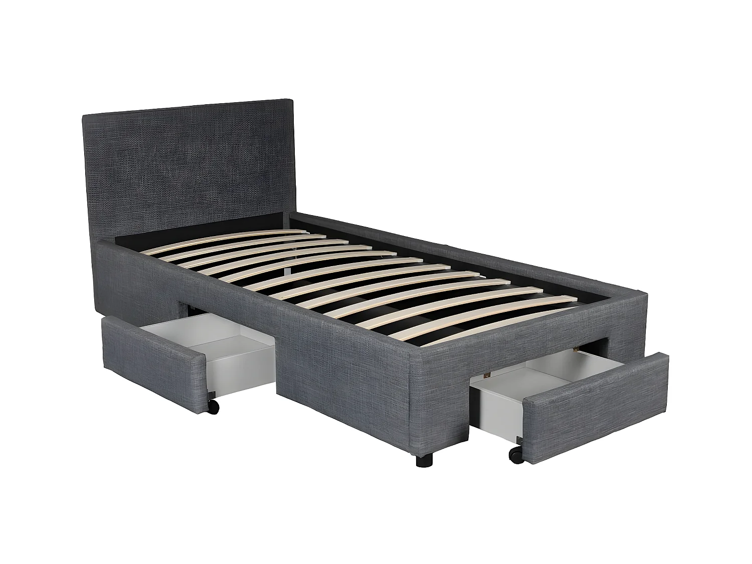 Lit LUGANO 90x190 + 1 sommier + 2 tiroirs / Gris foncé