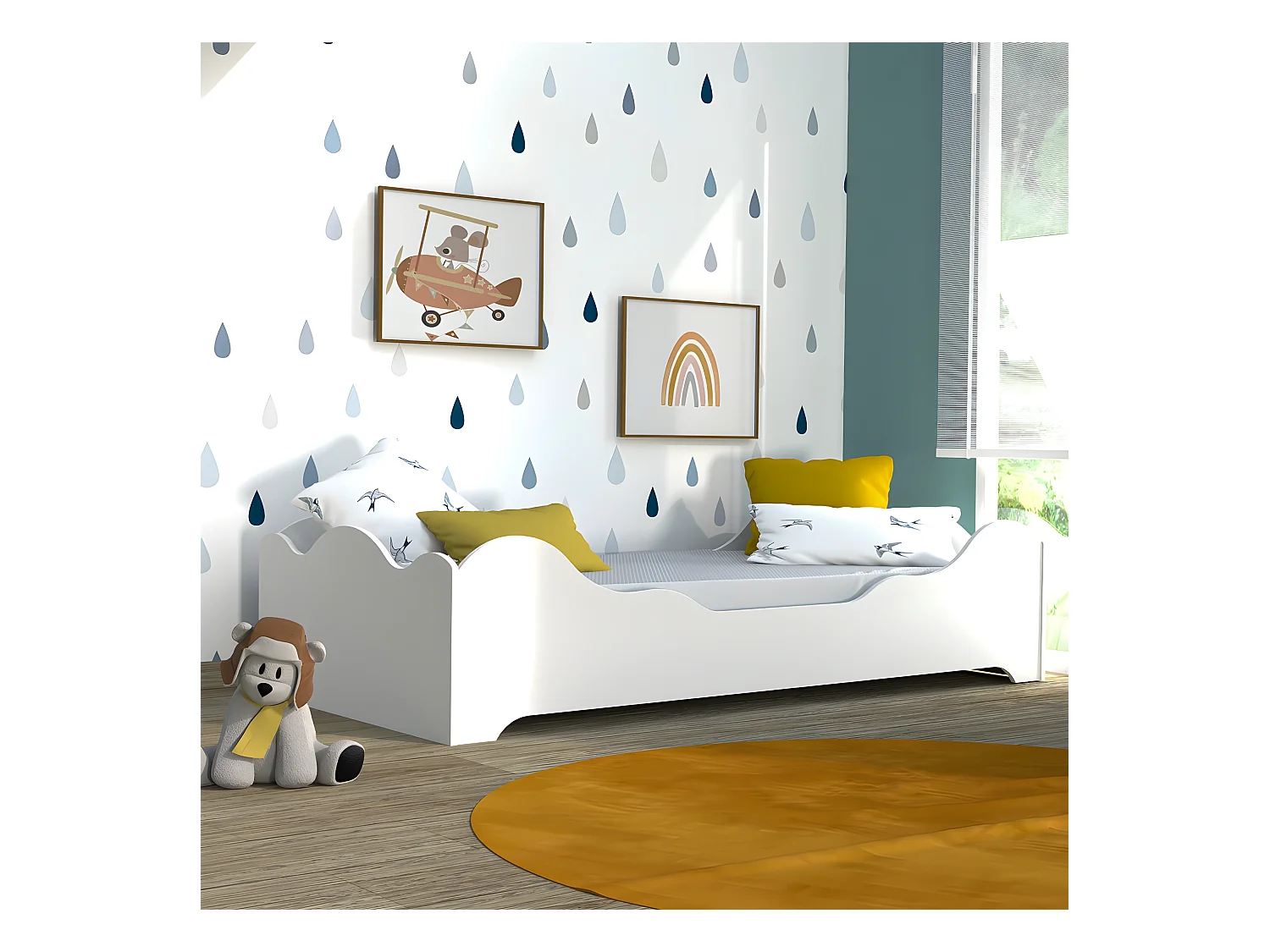 Lit FLOCON 90x190 cm + sommier /Blanc