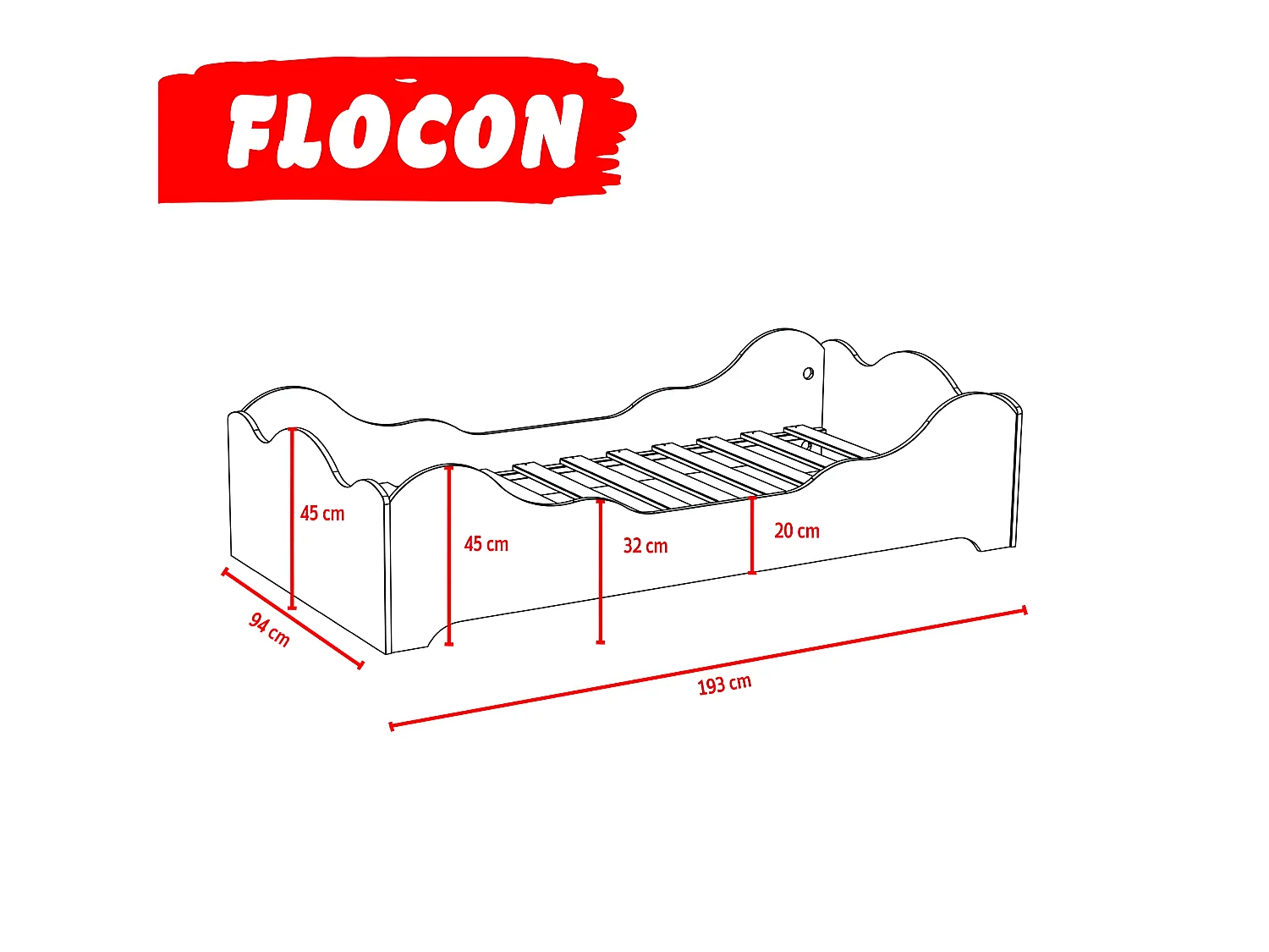 Lit FLOCON 90x190 cm + sommier /Blanc