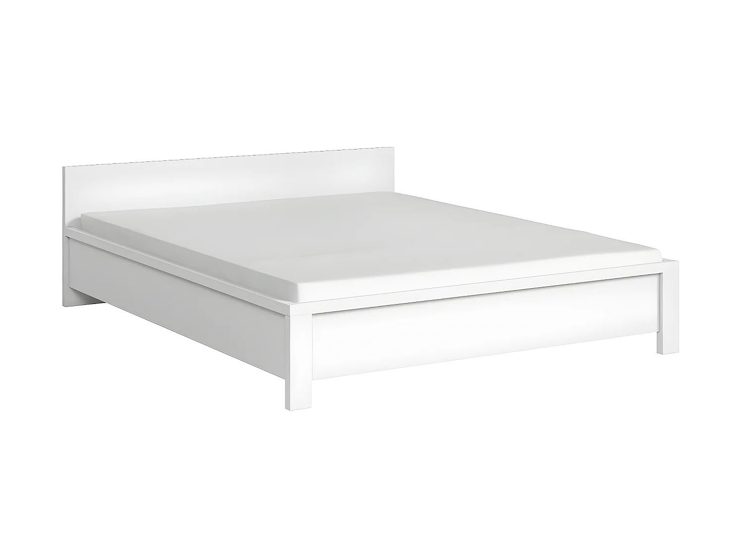 Lit 160x200 tête de lit bas Soren Blanc