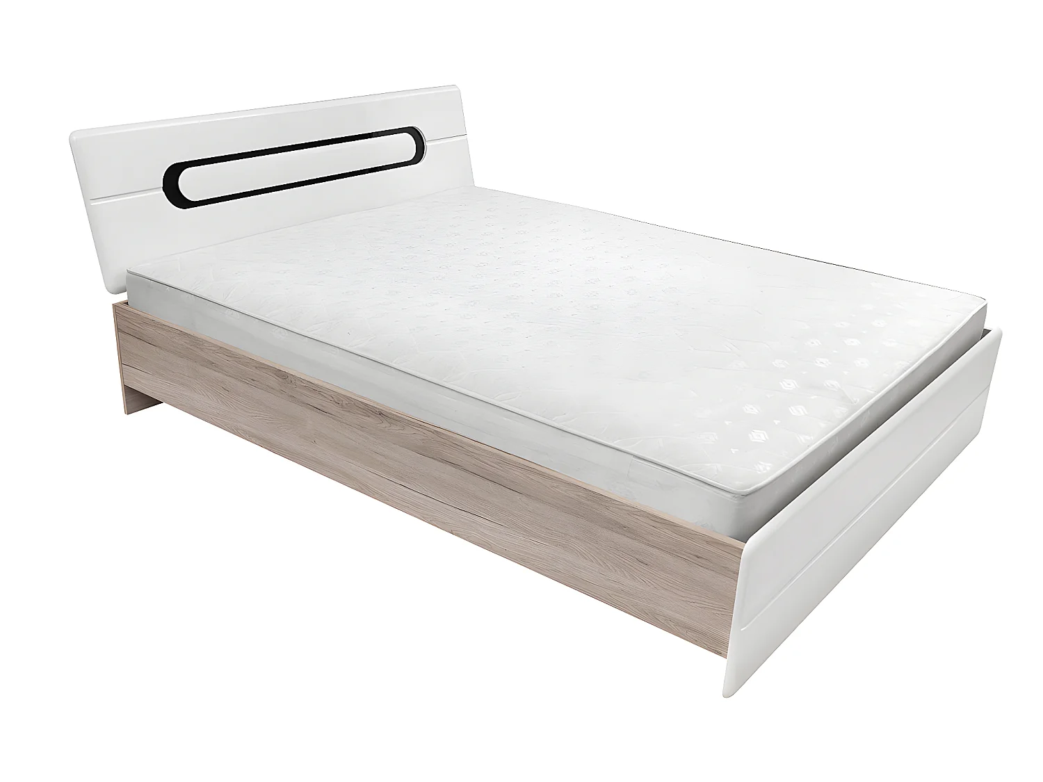 Lit 160x200 Bruno Blanc et Noir laqué