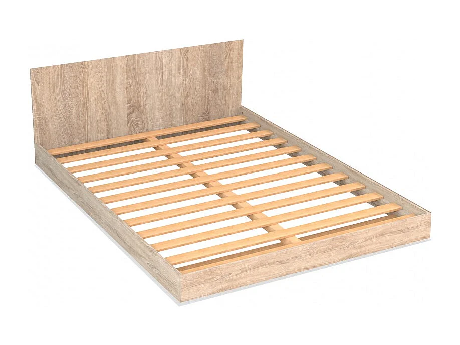 Lit LOFT 140x190 + 1 sommier + tête de lit / Décor Chêne blanchi