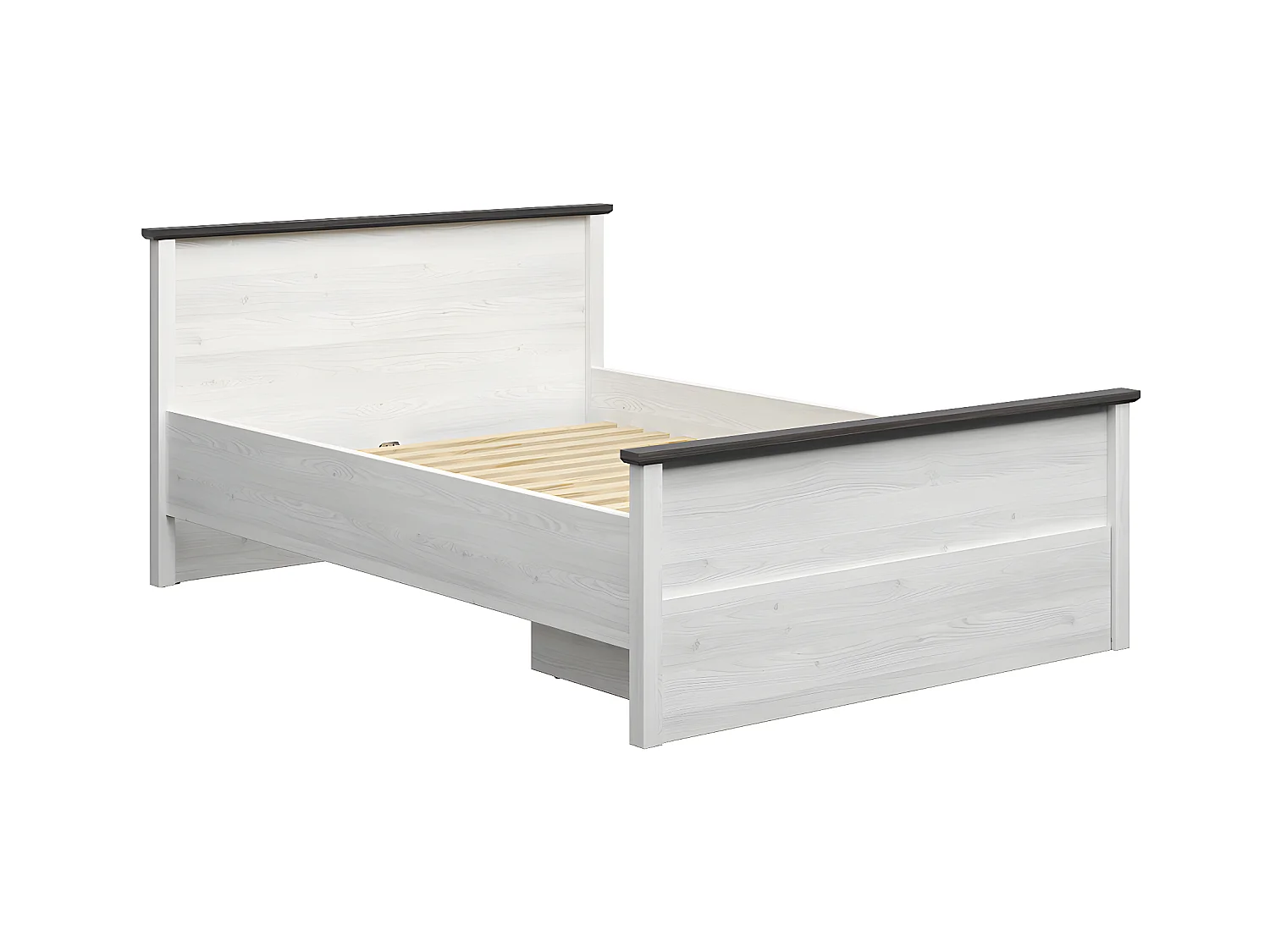 Lit 140x200 Duck Blanc et Bois foncé