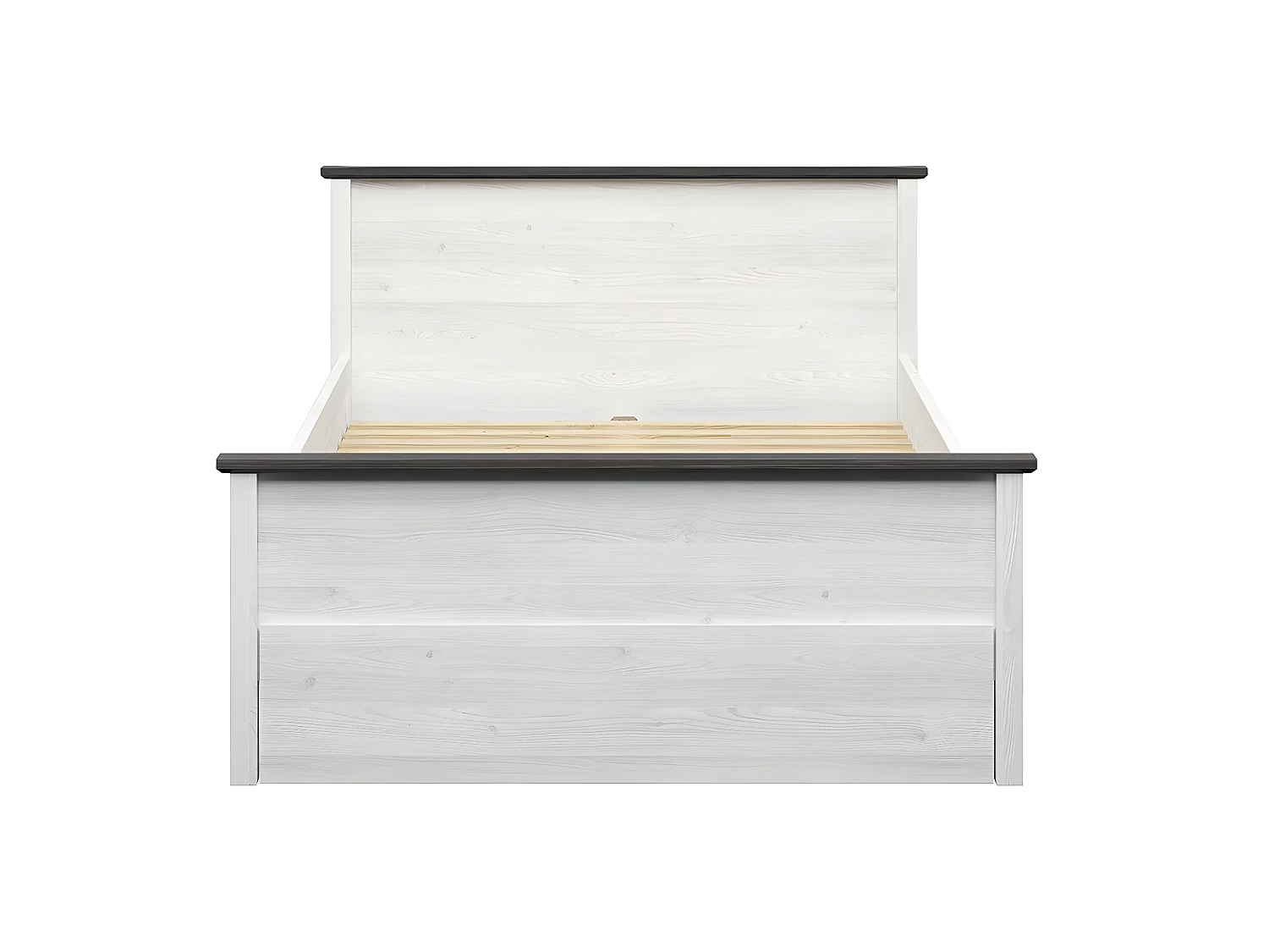 Lit 140x200 Duck Blanc et Bois foncé