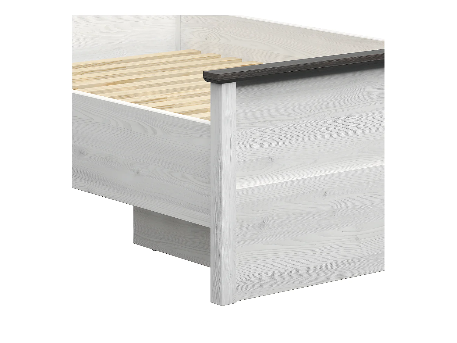 Lit 140x200 Duck Blanc et Bois foncé