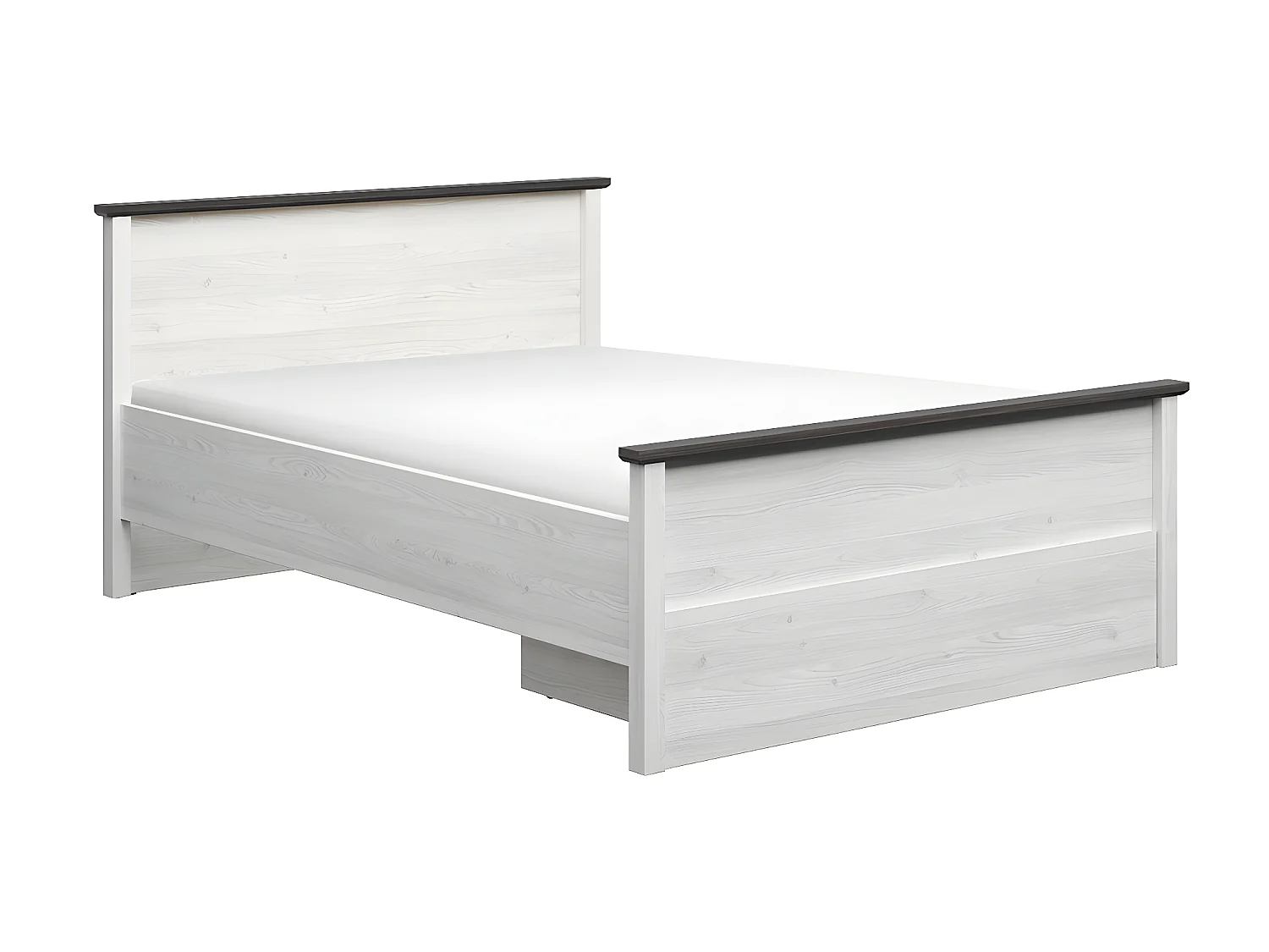 Eend 140x200 bed in wit en donker hout