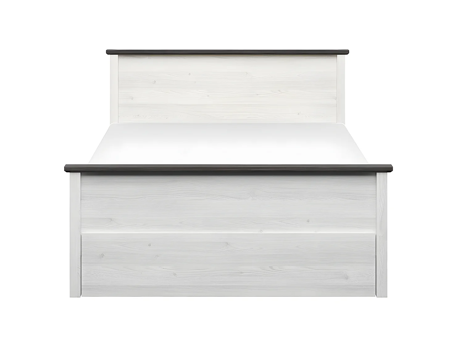 Eend 140x200 bed in wit en donker hout