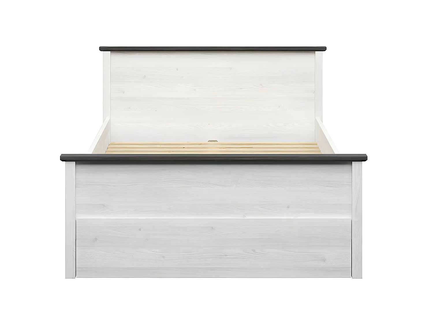 Eend 140x200 bed in wit en donker hout