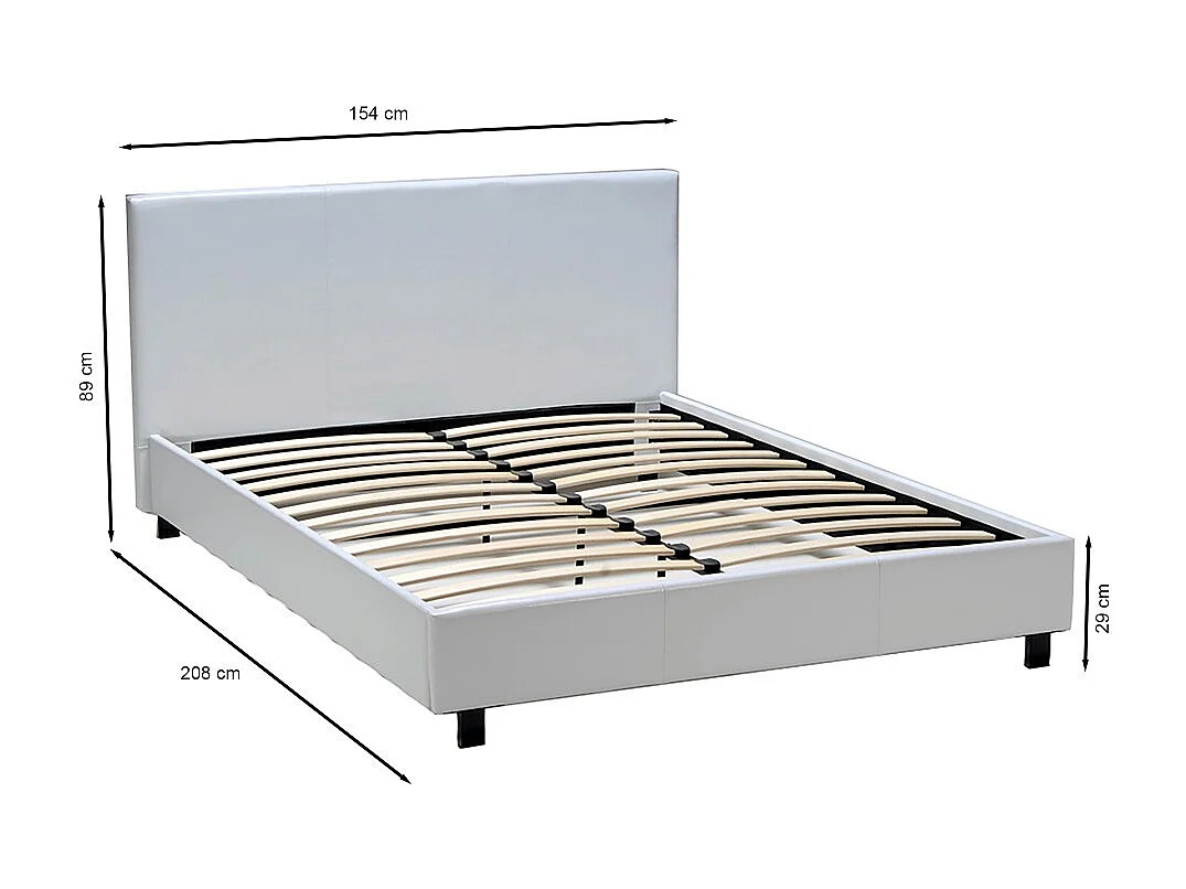 Lit ATLANTA 140x190 + 1 sommier / Blanc