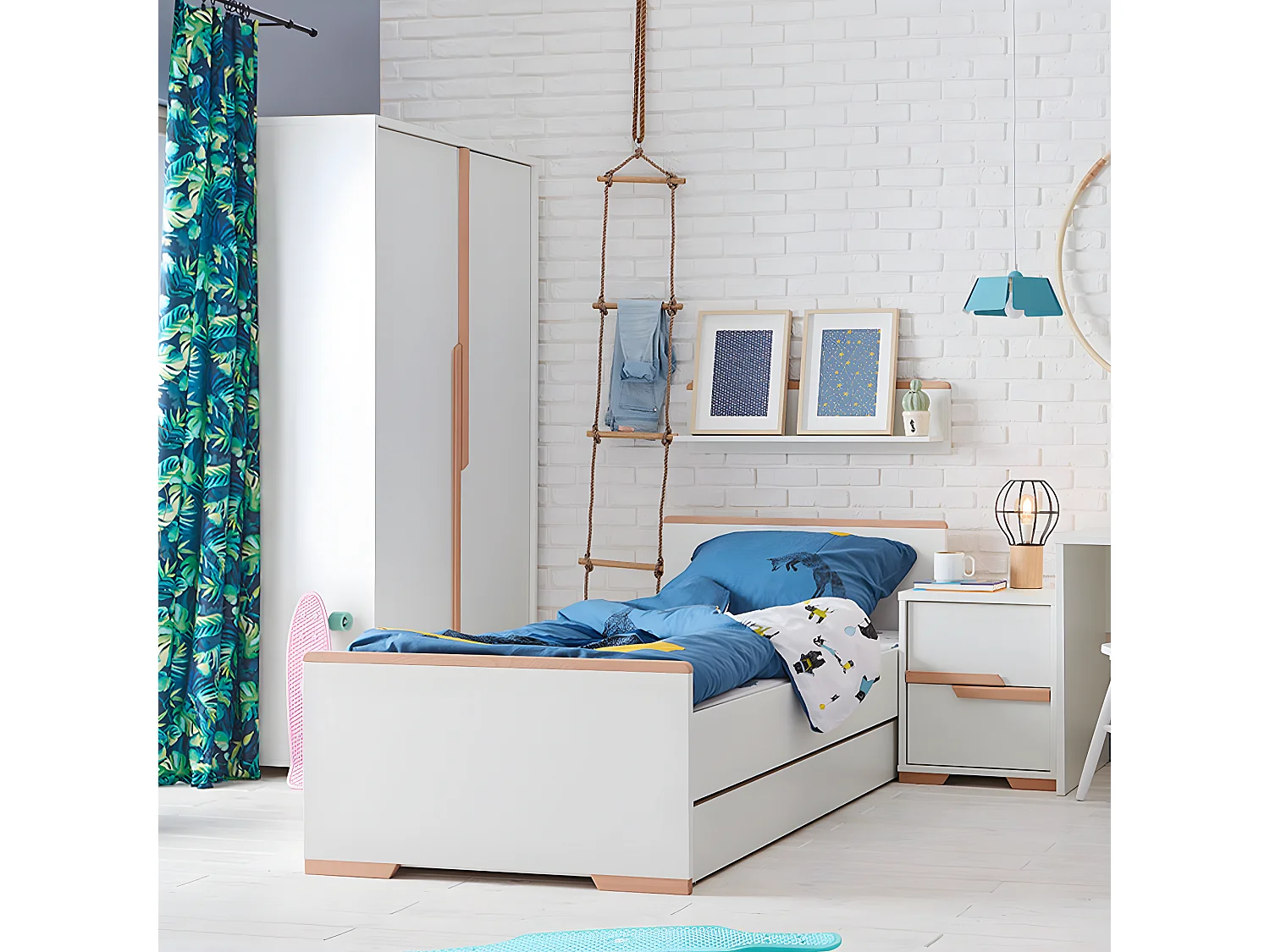 Lit junior Snap Blanc et bois