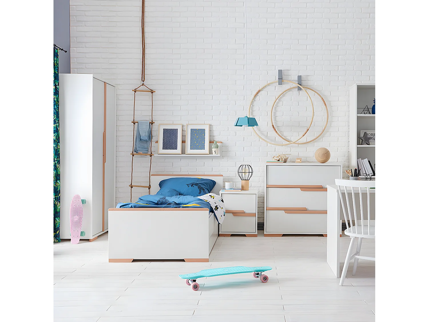 Lit junior Snap Blanc et bois