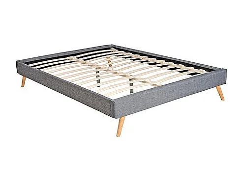 Lit BOREA 160x200 tissu + 1 sommier / Gris Foncé