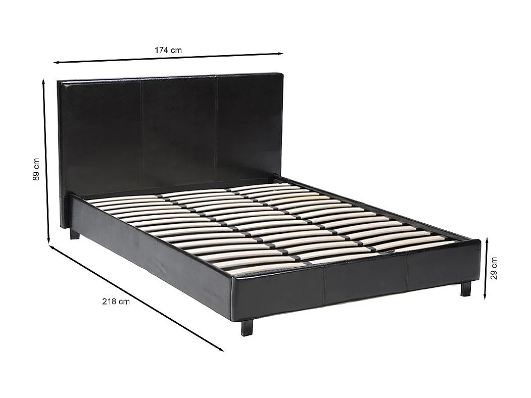 Lit ATLANTA 160x200 + 1 sommier / Noir