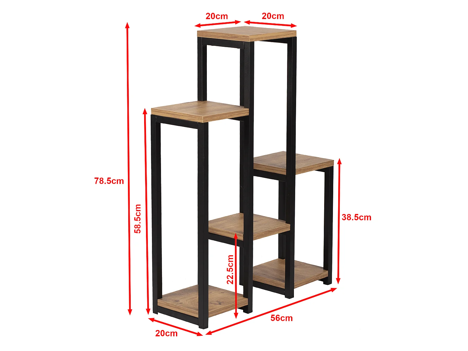 Étagère à plantes Rosenholm 6 étagères 78,5 x 56 x 20 cm noir effet bois [en.casa]