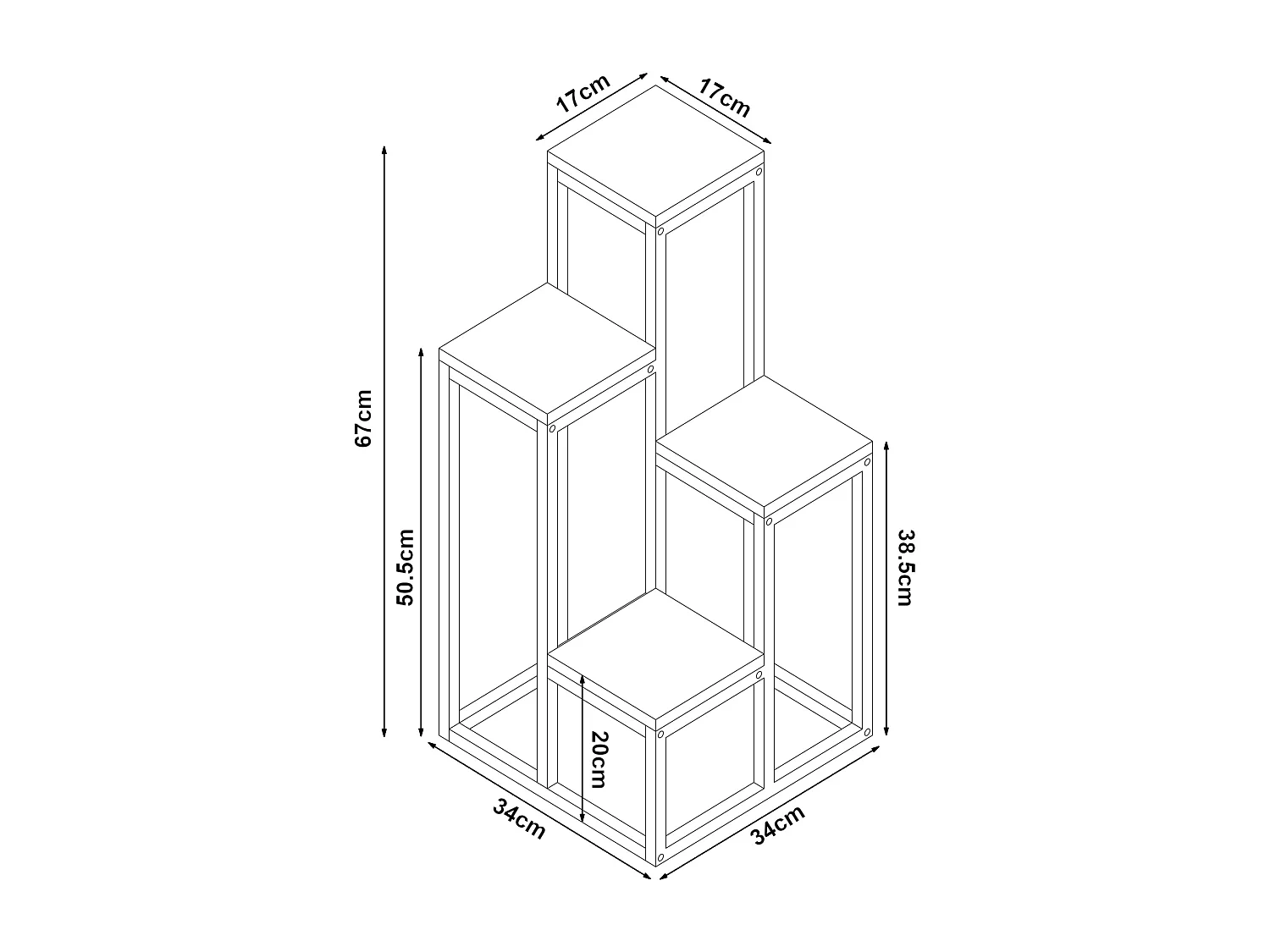 Étagère à plantes Ameland 4 niveaux noir effet bois [en.casa]