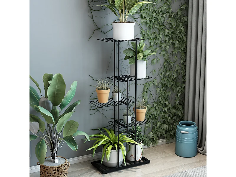 Étagère à plantes Beek à 4 niveaux noir [en.casa]