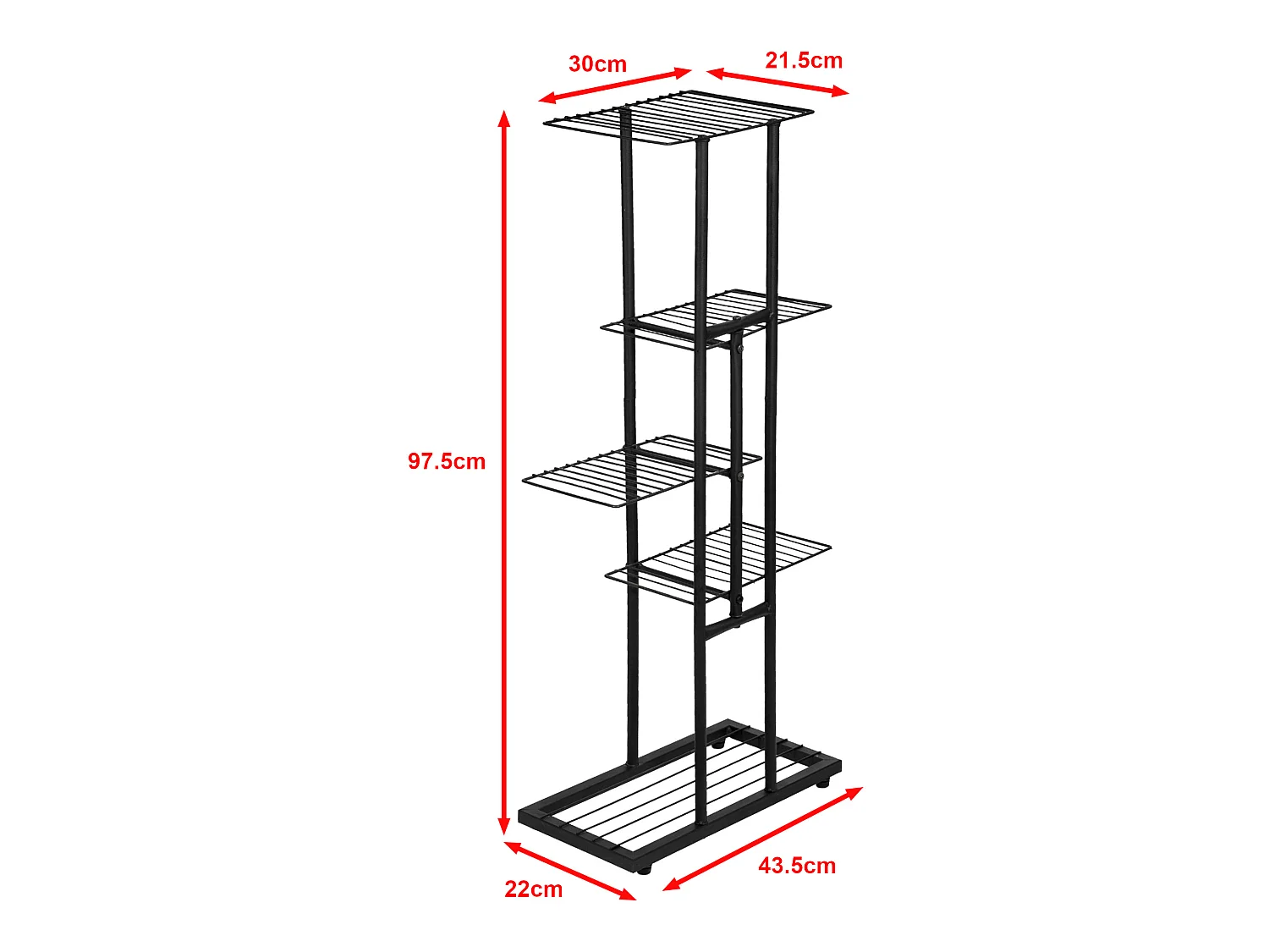 Étagère à plantes Beek à 4 niveaux noir [en.casa]