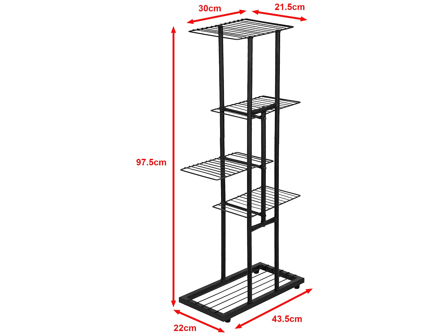 Étagère à plantes Beek à 4 niveaux noir [en.casa]