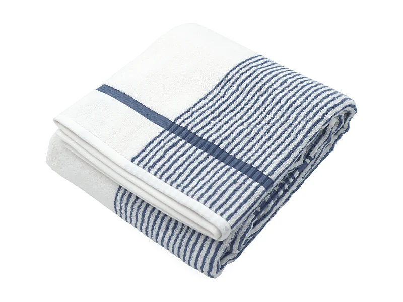 Drap de bain 100x150 cm coton RIBBON bleu